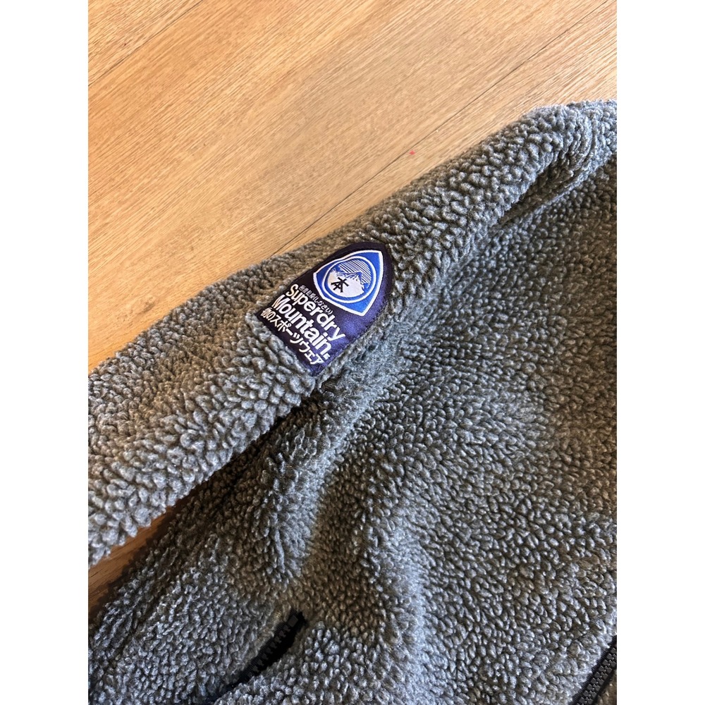 Superdry Polar Sherpa Fleece Hoodie Mens XL Grey Blue Full Zip Jacket Mountain - Picture 6 of 7